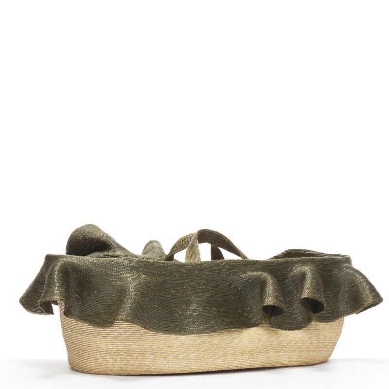 Rosie Assoulin new ROSIE ASSOULIN Oversized East West green ruffle raffia basket bag Size ONE SIZE - 3 Thumbnail