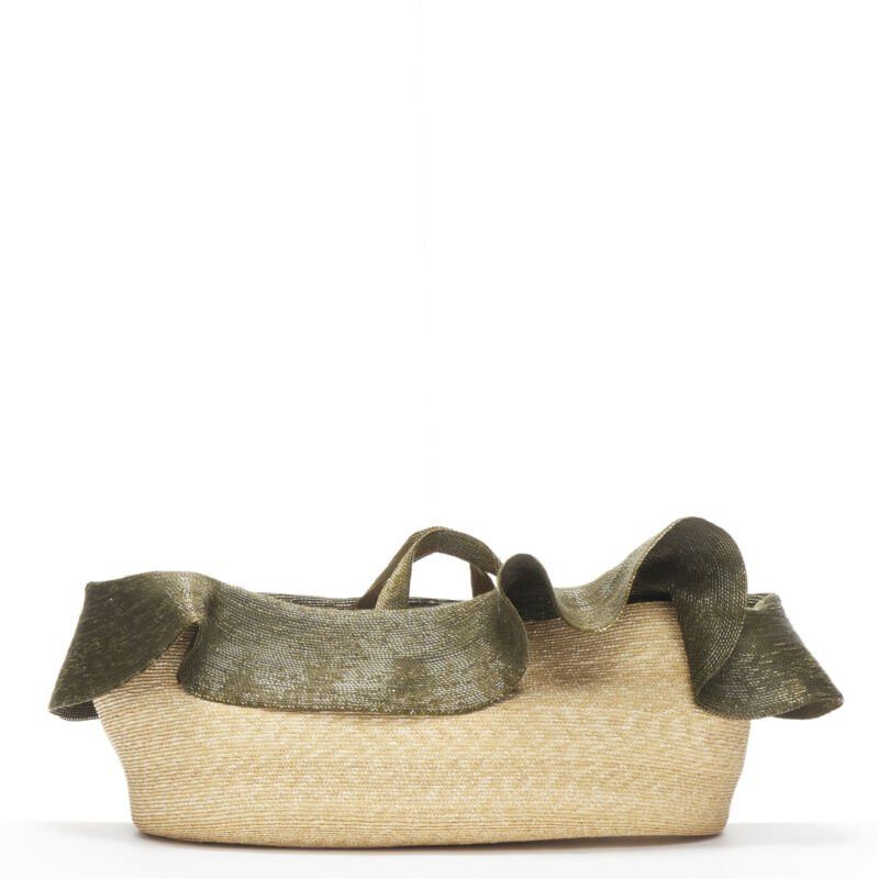 Rosie Assoulin new ROSIE ASSOULIN Oversized East West green ruffle raffia basket bag Size ONE SIZE - 5 Thumbnail