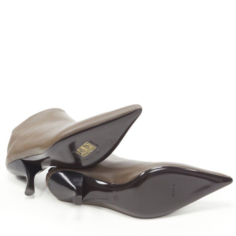 The Row new THE ROW Bourgeoise Stretch taupe brown pointy curved heel low bootie EU35.5 Size US 5.5 / IT 35.5 - 5 Thumbnail