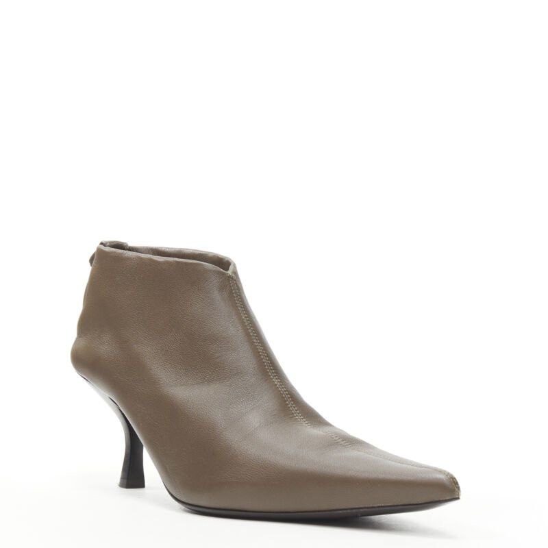 The Row new THE ROW Bourgeoise Stretch taupe brown pointy curved heel low bootie EU35.5 Size US 5.5 / IT 35.5 - 2 Thumbnail