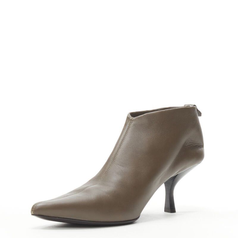 The Row new THE ROW Bourgeoise Stretch taupe brown pointy curved heel low bootie EU35.5 Size US 5.5 / IT 35.5 - 4 Thumbnail