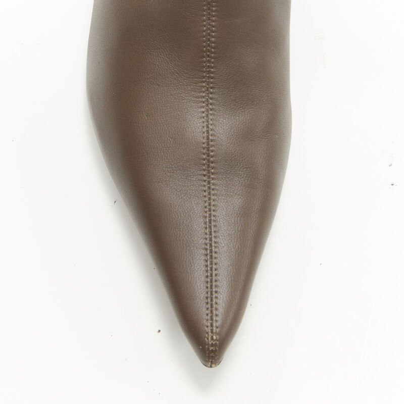The Row new THE ROW Bourgeoise Stretch taupe brown pointy curved heel low bootie EU35.5 Size US 5.5 / IT 35.5 - 6 Thumbnail