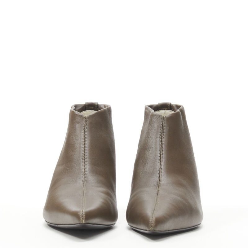 The Row new THE ROW Bourgeoise Stretch taupe brown pointy curved heel low bootie EU35.5 Size US 5.5 / IT 35.5 - 3 Thumbnail