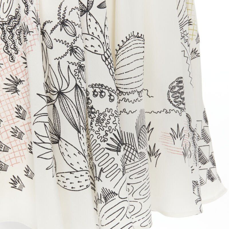 Valentino new VALENTINO Garden illustration print silk off shoulder lace up dress IT40 S Size M / US 6-8 / IT 42-44 - 10 Thumbnail