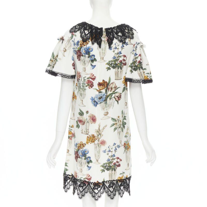 Dolce & Gabbana new DOLCE GABBANA silk vase floral lace cold shoulder flared dress IT38 XS Size XS / US 0-2 / IT 36-38 - 4 Thumbnail