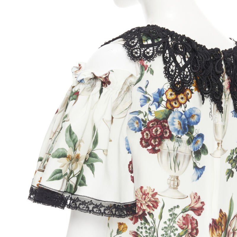 Dolce & Gabbana new DOLCE GABBANA silk vase floral lace cold shoulder flared dress IT38 XS Size XS / US 0-2 / IT 36-38 - 6 Thumbnail