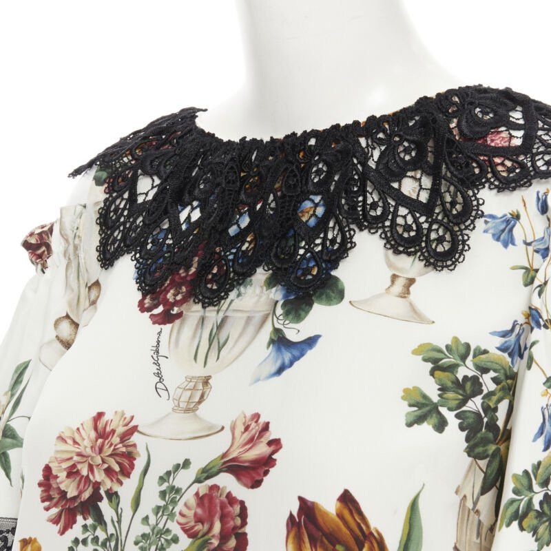 Dolce & Gabbana new DOLCE GABBANA silk vase floral lace cold shoulder flared dress IT38 XS Size XS / US 0-2 / IT 36-38 - 5 Thumbnail