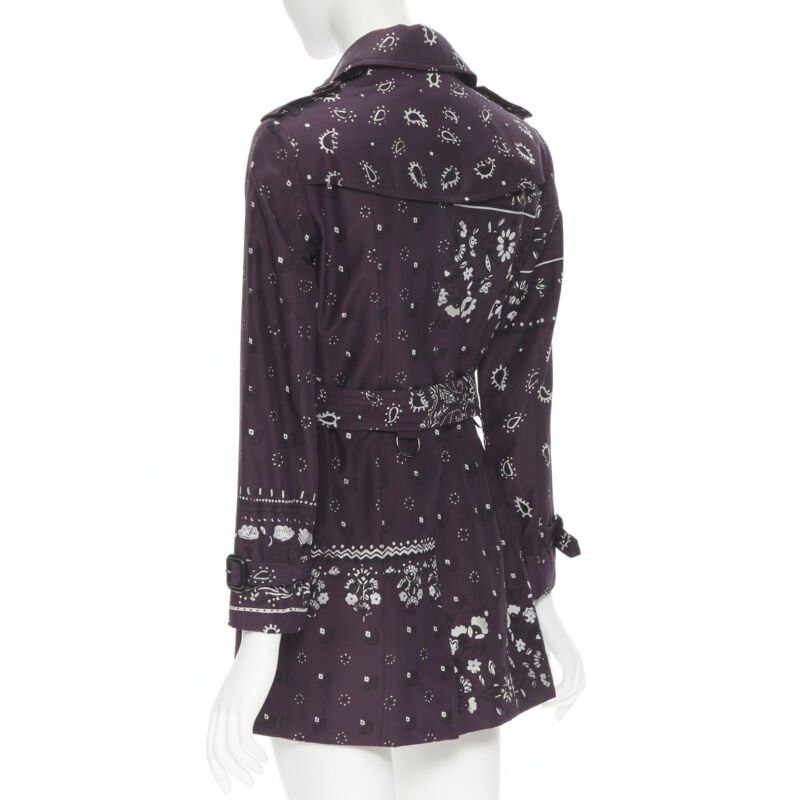 Burberry BURBERRY PRORSUM purple paisley bandana print double breasted trench coat UK6 XS Size XS / US 0-2 / IT 36-38 - 7 Thumbnail