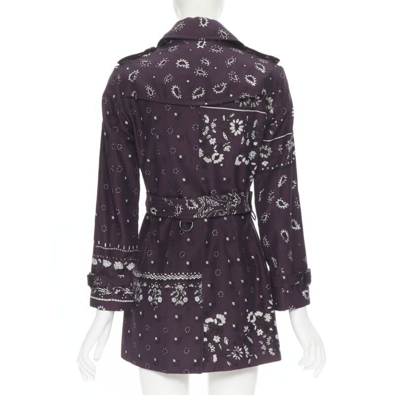 Burberry BURBERRY PRORSUM purple paisley bandana print double breasted trench coat UK6 XS Size XS / US 0-2 / IT 36-38 - 6 Thumbnail