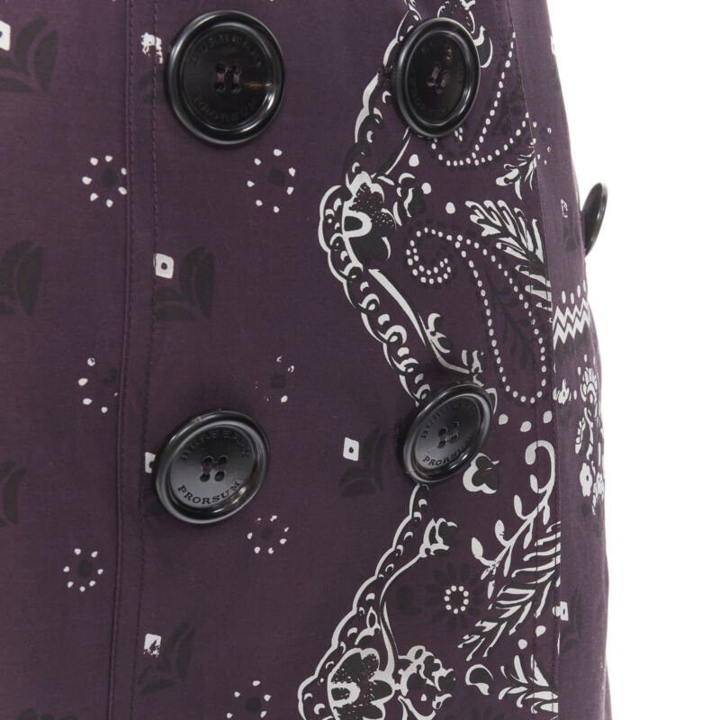 Burberry BURBERRY PRORSUM purple paisley bandana print double breasted trench coat UK6 XS Size XS / US 0-2 / IT 36-38 - 9 Thumbnail