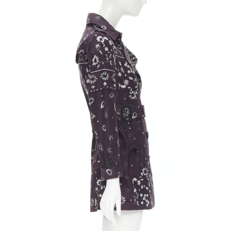Burberry BURBERRY PRORSUM purple paisley bandana print double breasted trench coat UK6 XS Size XS / US 0-2 / IT 36-38 - 5 Thumbnail