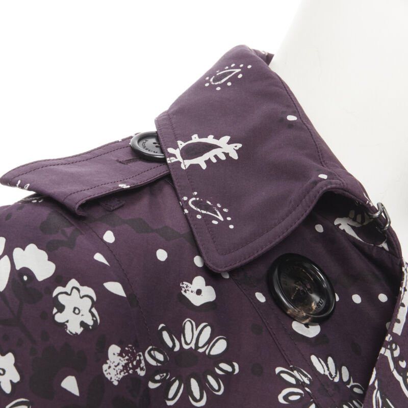 Burberry BURBERRY PRORSUM purple paisley bandana print double breasted trench coat UK6 XS Size XS / US 0-2 / IT 36-38 - 8 Thumbnail