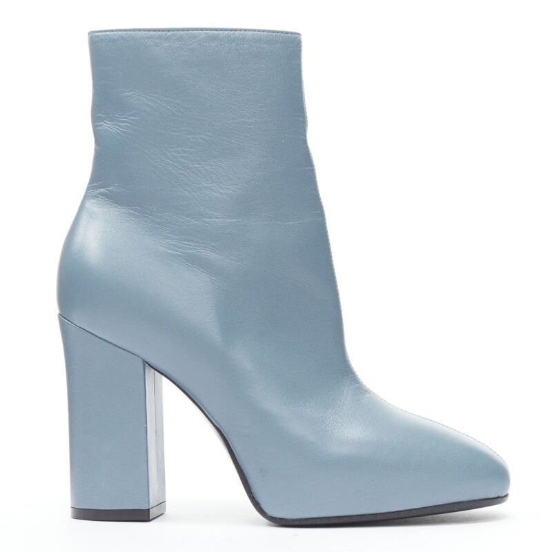 Dries Van Noten DRIES VAN NOTEN Runway slate blue rose print block heel ankle boot EU36 Size US 6 / IT 36 - 3 Thumbnail