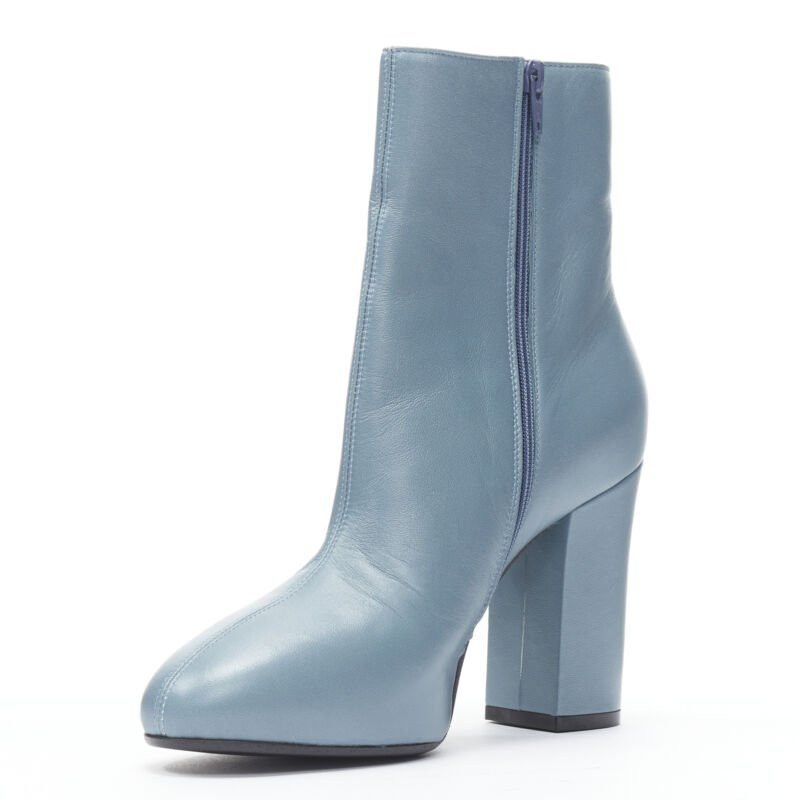 Dries Van Noten DRIES VAN NOTEN Runway slate blue rose print block heel ankle boot EU36 Size US 6 / IT 36 - 6 Thumbnail