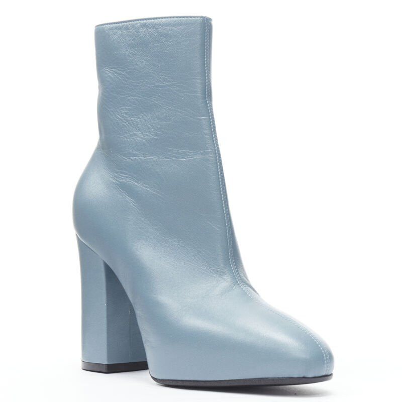 Dries Van Noten DRIES VAN NOTEN Runway slate blue rose print block heel ankle boot EU36 Size US 6 / IT 36 - 4 Thumbnail