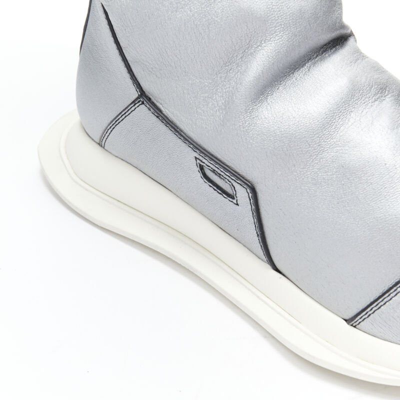 Rick Owens new RICK OWENS Runway New Runner Stretch silver black knee hi boot sneaker EU39 Size US 9 / IT 39 - 9 Thumbnail
