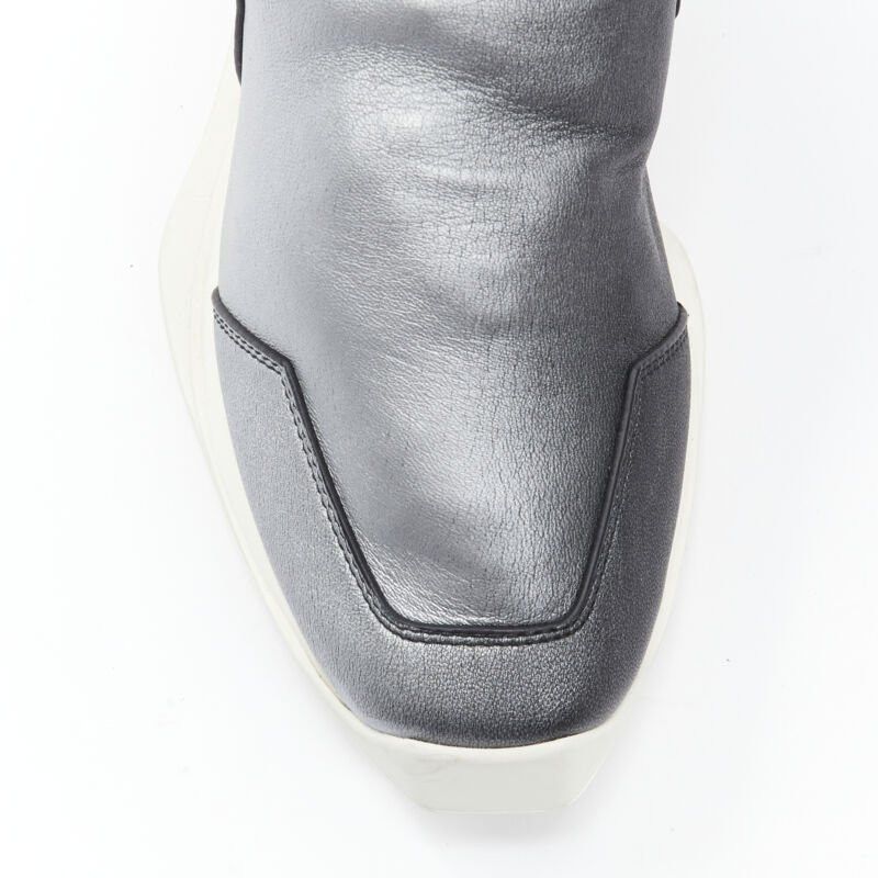 Rick Owens new RICK OWENS Runway New Runner Stretch silver black knee hi boot sneaker EU39 Size US 9 / IT 39 - 7 Thumbnail