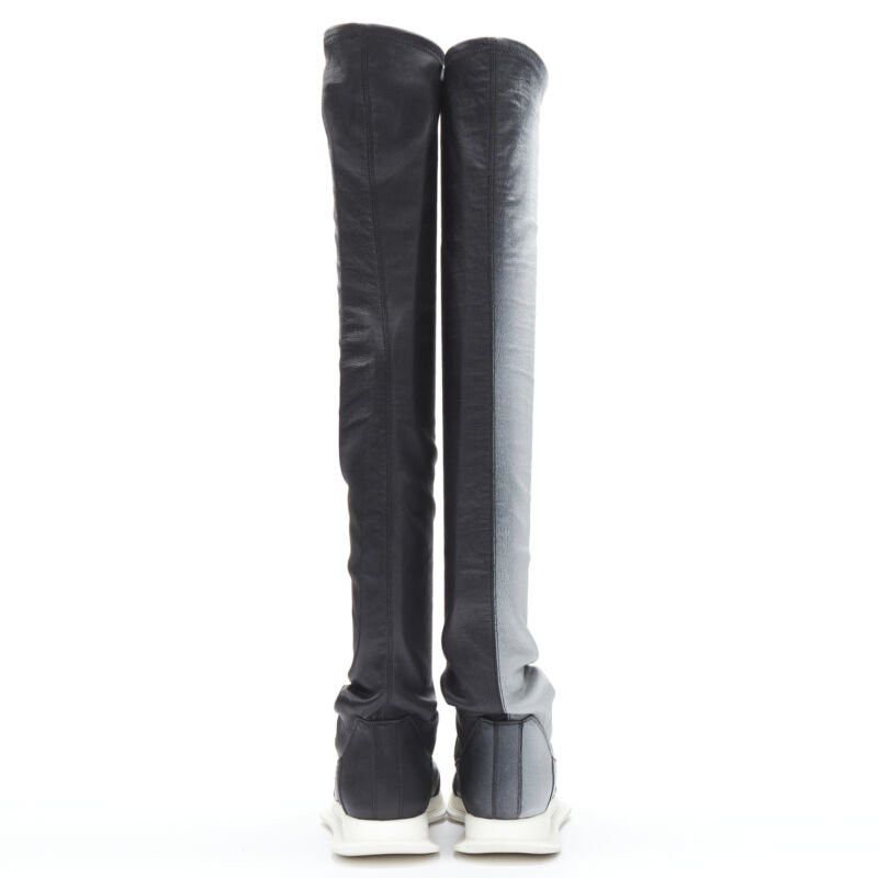 Rick Owens new RICK OWENS Runway New Runner Stretch silver black knee hi boot sneaker EU39 Size US 9 / IT 39 - 6 Thumbnail