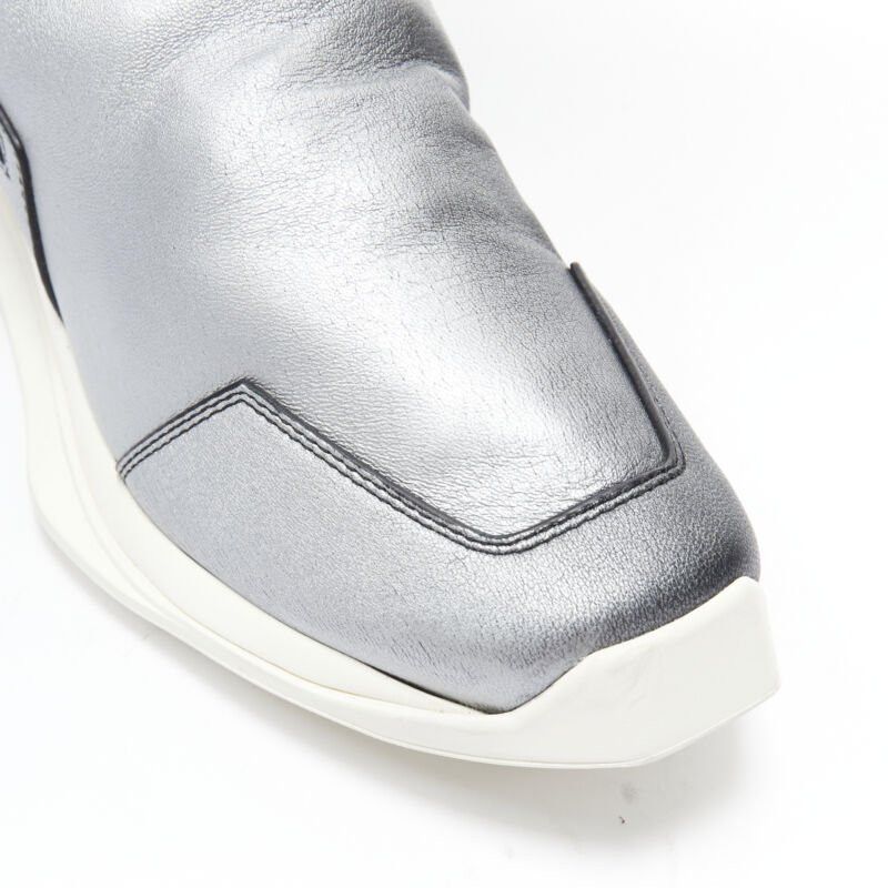 Rick Owens new RICK OWENS Runway New Runner Stretch silver black knee hi boot sneaker EU39 Size US 9 / IT 39 - 8 Thumbnail