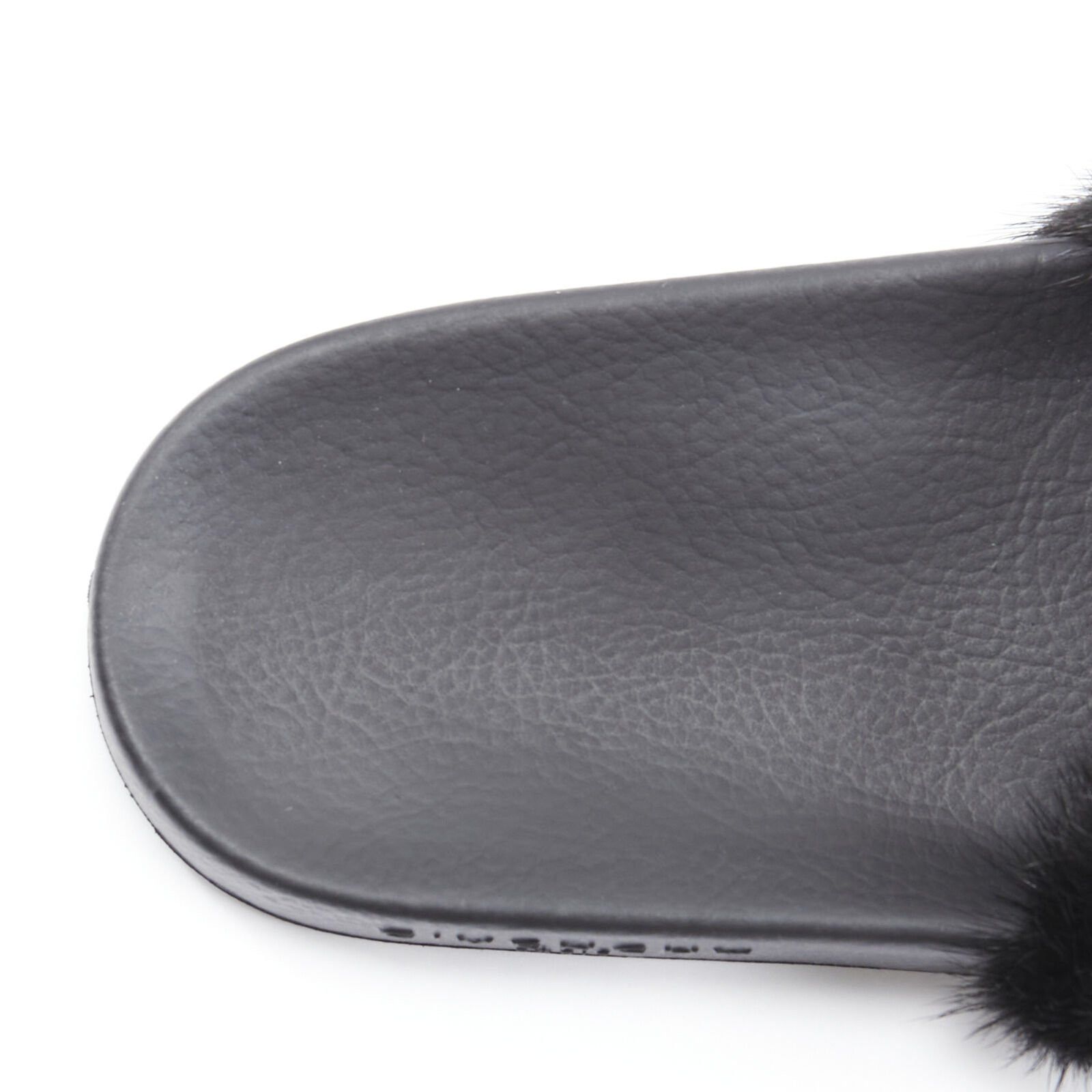 Givenchy new GIVENCHY black Vison Mink fur logo rubber moulded pool slides EU36 Size US 6 / IT 36 - 6 Thumbnail