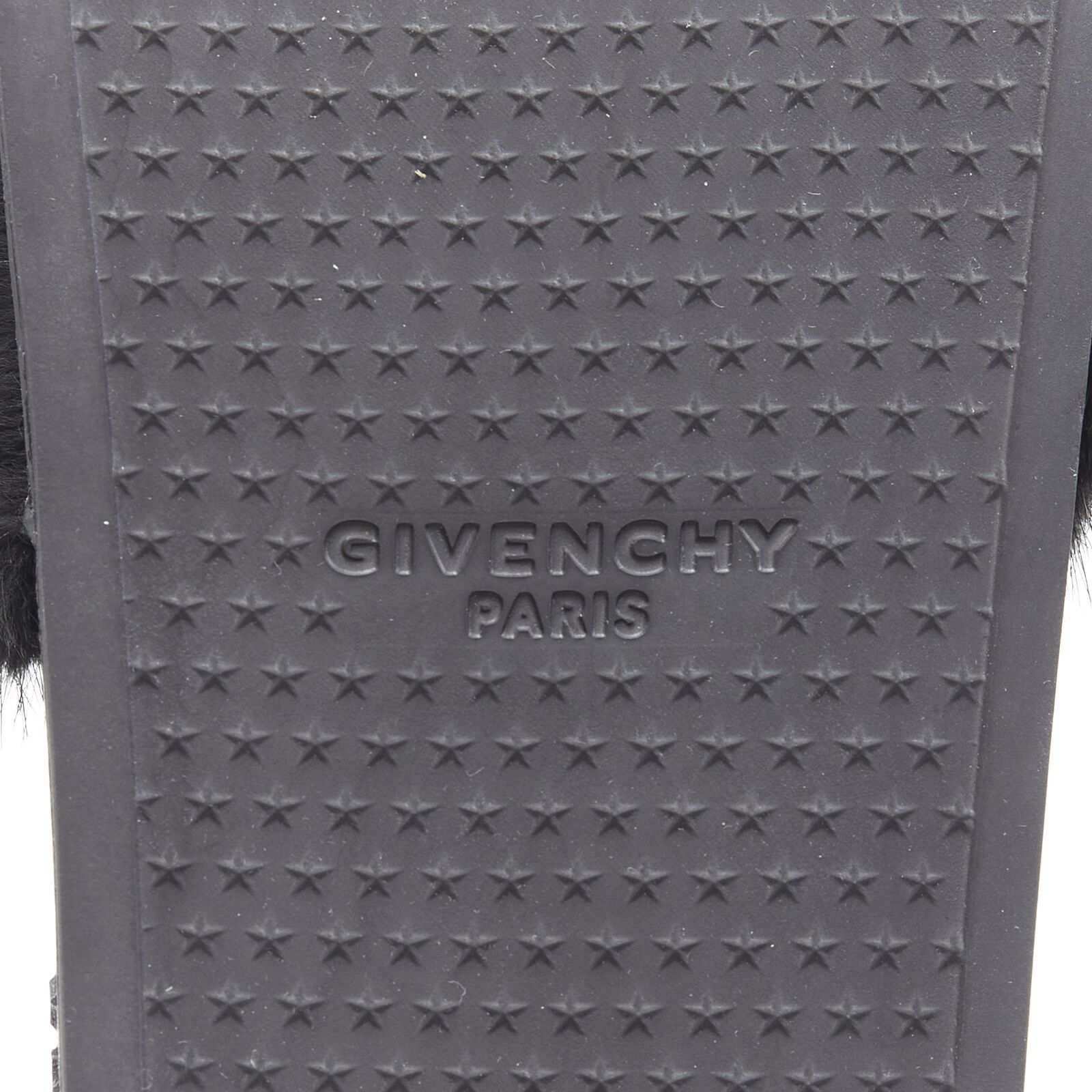 Givenchy new GIVENCHY black Vison Mink fur logo rubber moulded pool slides EU36 Size US 6 / IT 36 - 9 Thumbnail