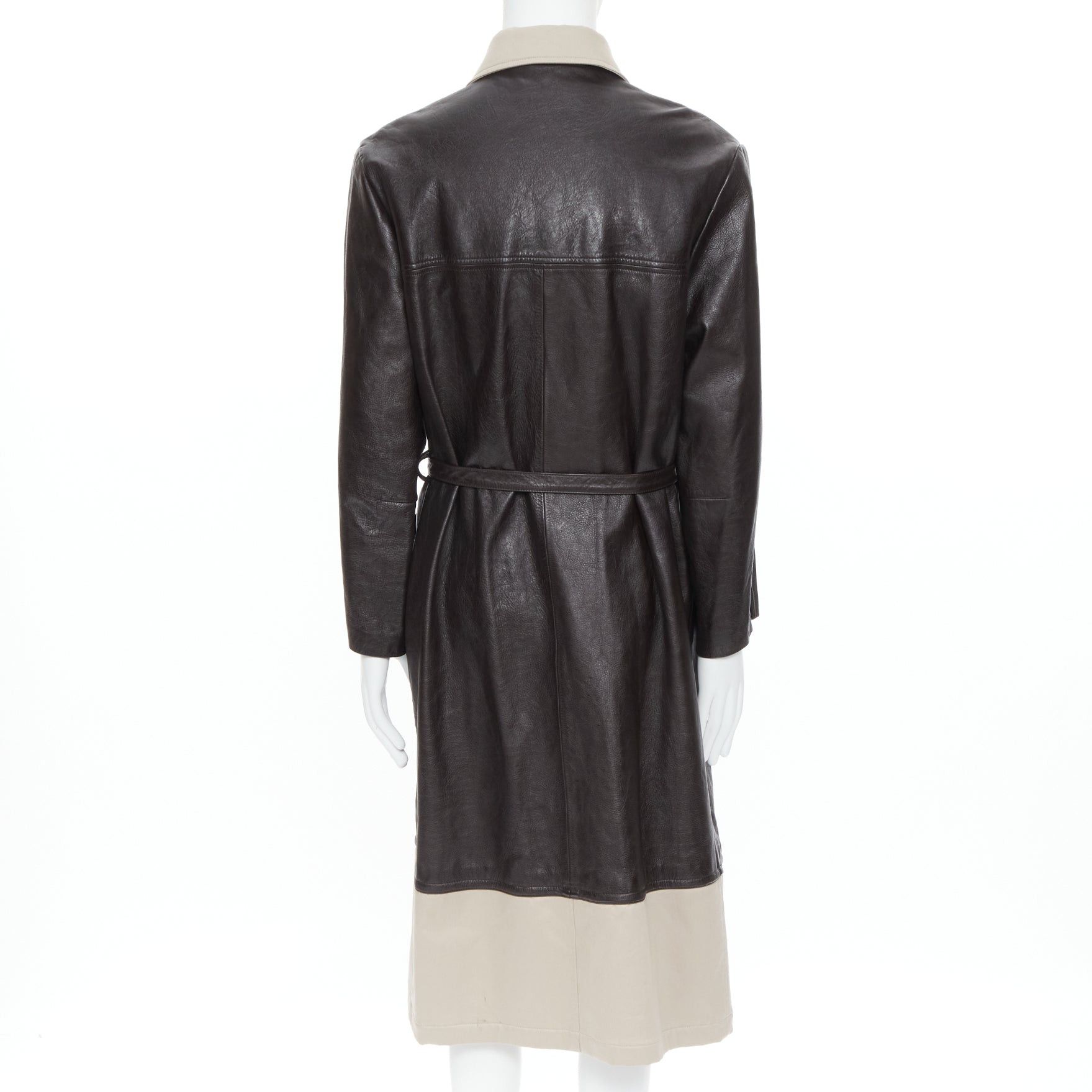 Balenciaga BALENCIAGA Fake Layering black leather beige trench belted coat M Size US M / EU 48-50 / 2 - 6 Thumbnail