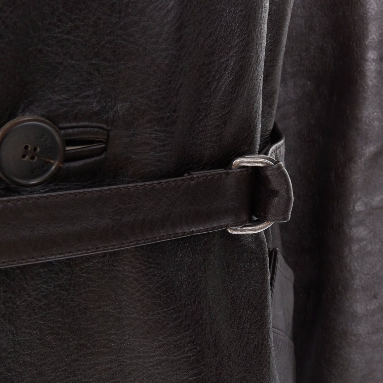 Balenciaga BALENCIAGA Fake Layering black leather beige trench belted coat M Size US M / EU 48-50 / 2 - 10 Thumbnail