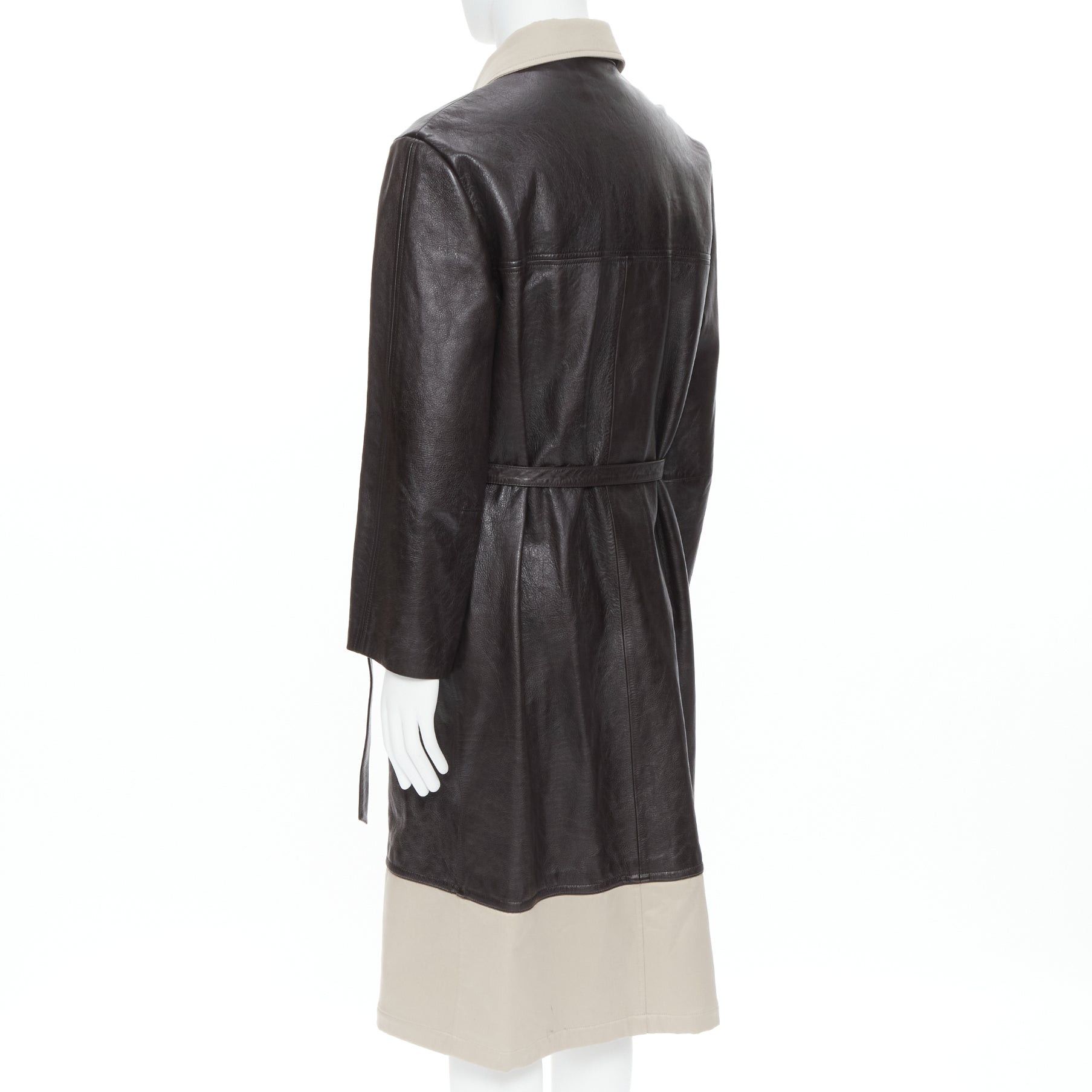 Balenciaga BALENCIAGA Fake Layering black leather beige trench belted coat M Size US M / EU 48-50 / 2 - 7 Thumbnail