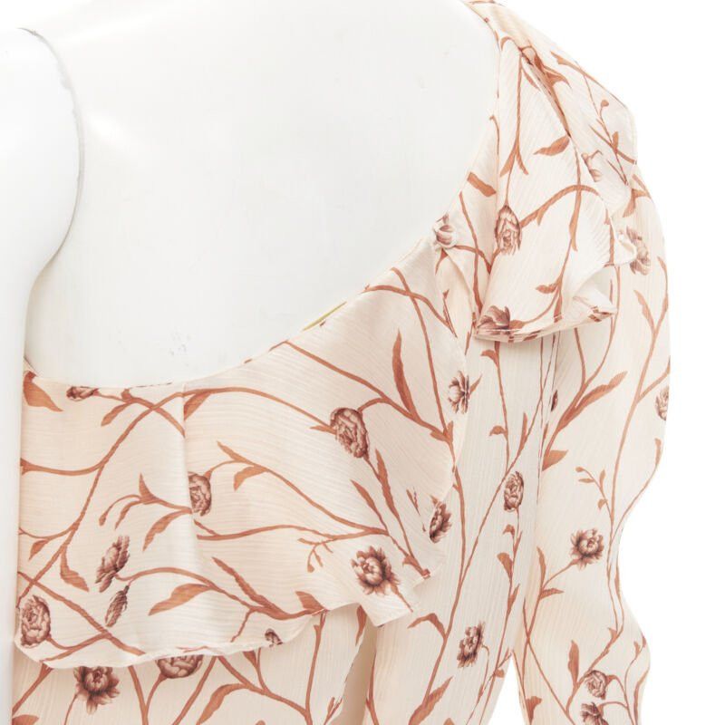 Johanna Ortiz JOHANNA ORTIZ Mysterious Soul beige floral one shoulder tier maxi dress US2 XS Size XS / US 0-2 / IT 36-38 - 10 Thumbnail