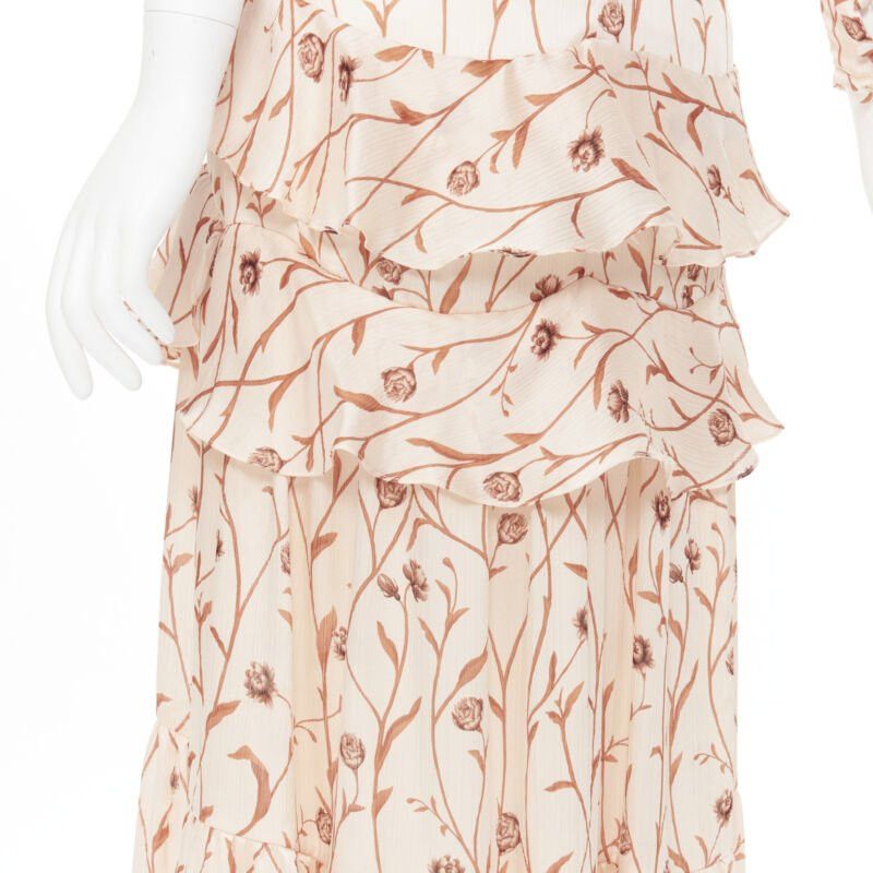 Johanna Ortiz JOHANNA ORTIZ Mysterious Soul beige floral one shoulder tier maxi dress US2 XS Size XS / US 0-2 / IT 36-38 - 8 Thumbnail