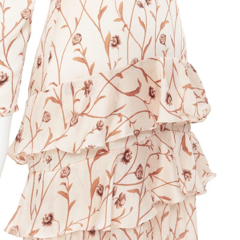 Johanna Ortiz JOHANNA ORTIZ Mysterious Soul beige floral one shoulder tier maxi dress US2 XS Size XS / US 0-2 / IT 36-38 - 6 Thumbnail