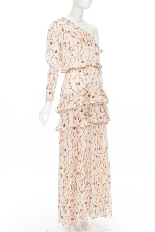 Johanna Ortiz JOHANNA ORTIZ Mysterious Soul beige floral one shoulder tier maxi dress US2 XS Size XS / US 0-2 / IT 36-38 - 2 Thumbnail
