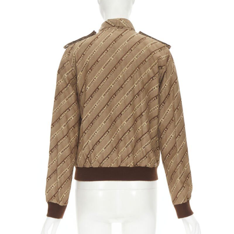 Jeremy Scott vintage JEREMY SCOTT 2000 Runway brown logo jacquard aviator bomber jacket M Size M / US 6-8 / IT 42-44 - 6 Thumbnail