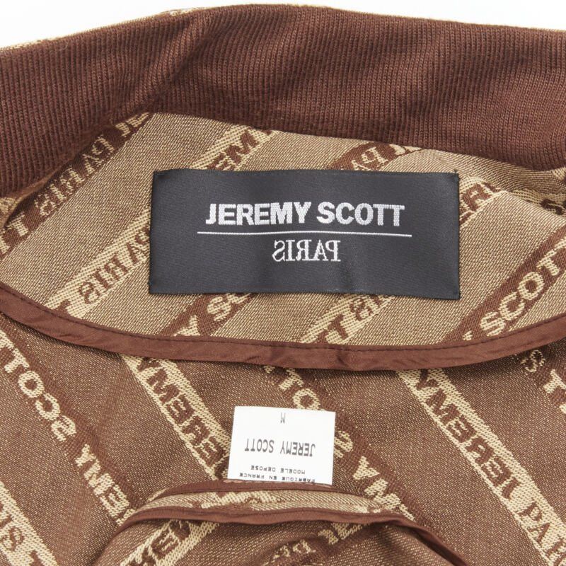 Jeremy Scott vintage JEREMY SCOTT 2000 Runway brown logo jacquard aviator bomber jacket M Size M / US 6-8 / IT 42-44 - 12 Thumbnail