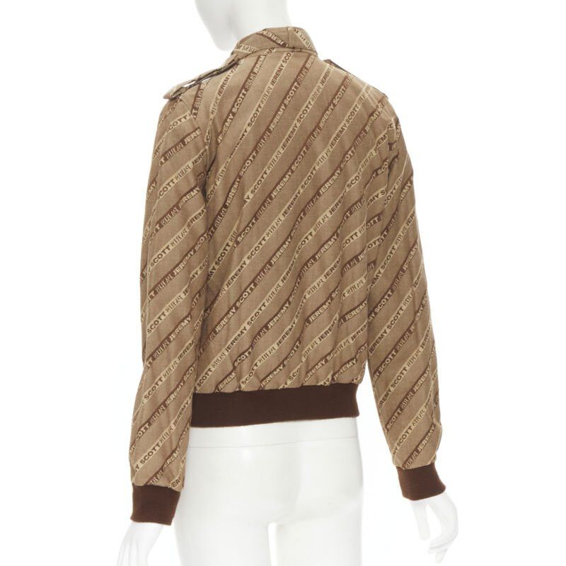 Jeremy Scott vintage JEREMY SCOTT 2000 Runway brown logo jacquard aviator bomber jacket M Size M / US 6-8 / IT 42-44 - 7 Thumbnail