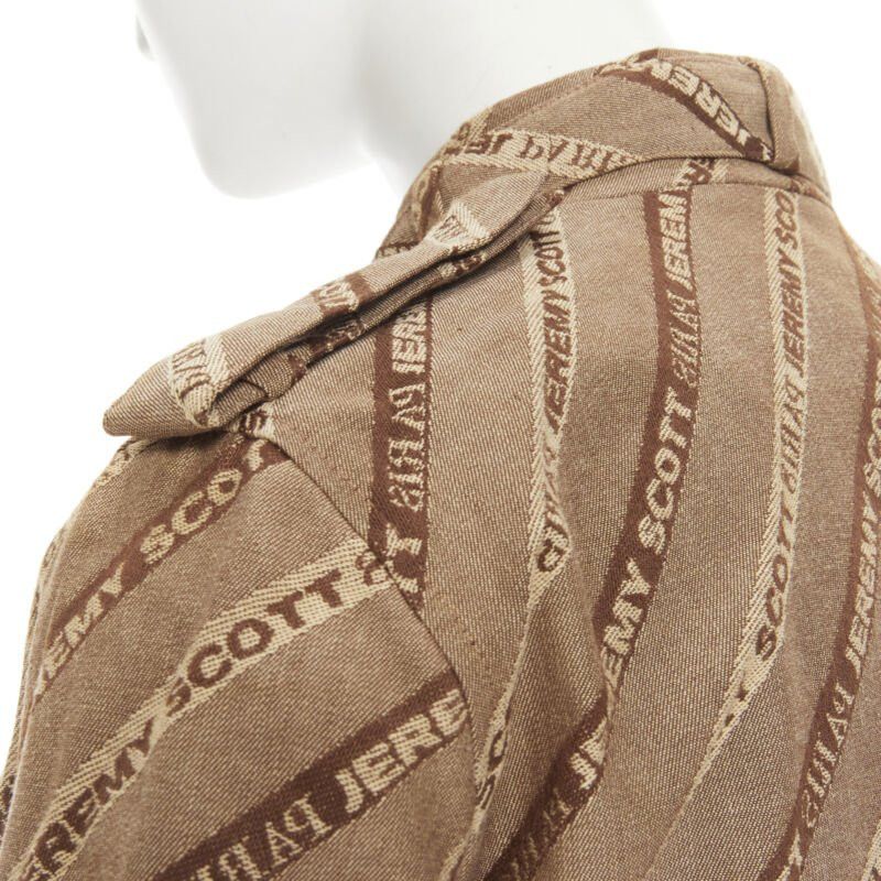 Jeremy Scott vintage JEREMY SCOTT 2000 Runway brown logo jacquard aviator bomber jacket M Size M / US 6-8 / IT 42-44 - 9 Thumbnail
