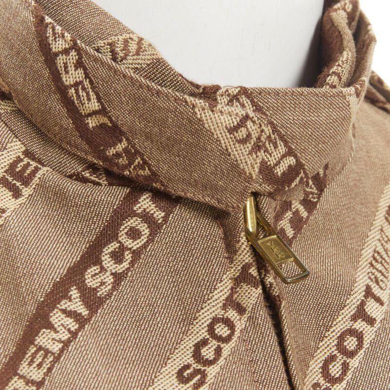 Jeremy Scott vintage JEREMY SCOTT 2000 Runway brown logo jacquard aviator bomber jacket M Size M / US 6-8 / IT 42-44 - 8 Thumbnail