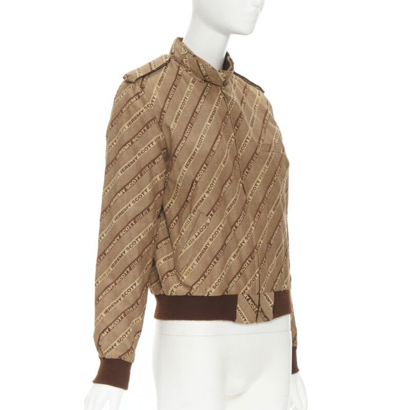 Jeremy Scott vintage JEREMY SCOTT 2000 Runway brown logo jacquard aviator bomber jacket M Size M / US 6-8 / IT 42-44 - 4 Thumbnail