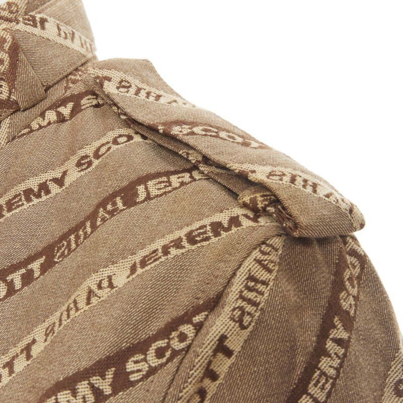 Jeremy Scott vintage JEREMY SCOTT 2000 Runway brown logo jacquard aviator bomber jacket M Size M / US 6-8 / IT 42-44 - 2 Thumbnail
