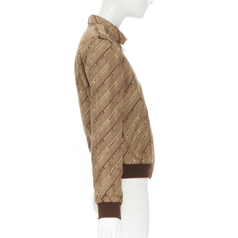 Jeremy Scott vintage JEREMY SCOTT 2000 Runway brown logo jacquard aviator bomber jacket M Size M / US 6-8 / IT 42-44 - 5 Thumbnail