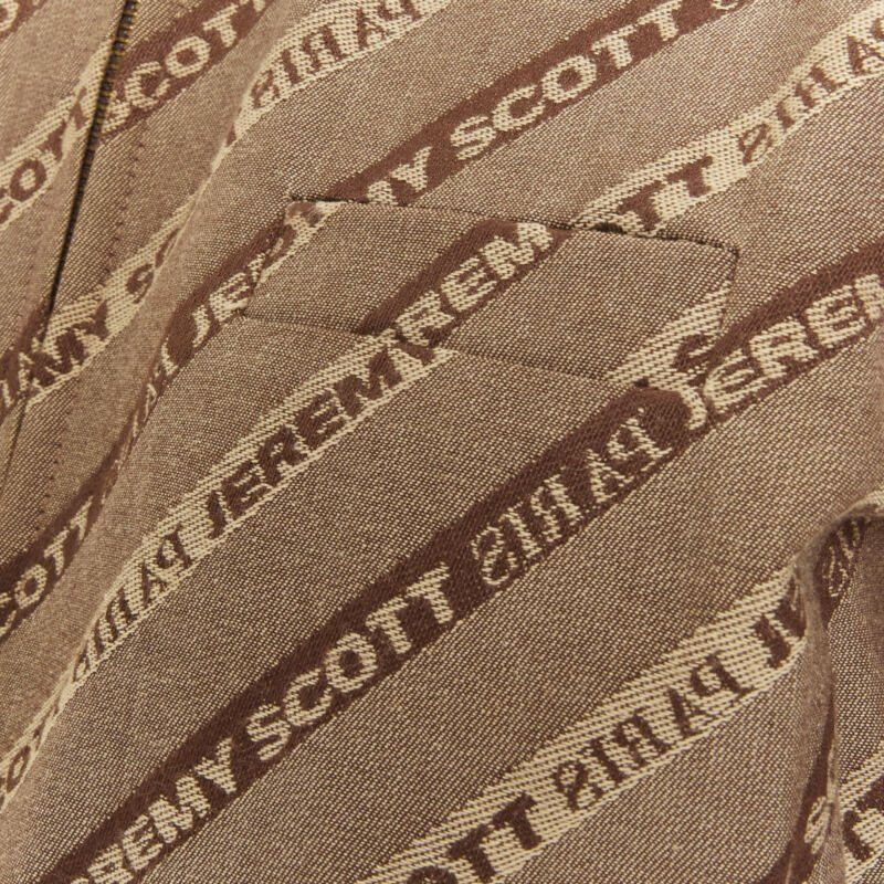 Jeremy Scott vintage JEREMY SCOTT 2000 Runway brown logo jacquard aviator bomber jacket M Size M / US 6-8 / IT 42-44 - 10 Thumbnail