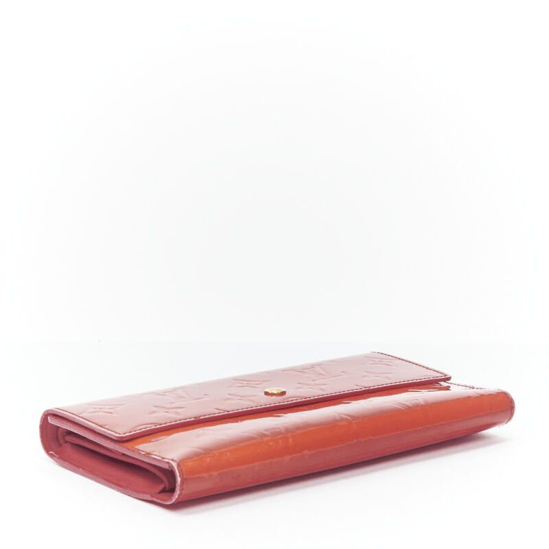 Louis Vuitton LOUIS VUITTON Vernis red patent LV logo emboss flap continental wallet Size ONE SIZE - 2 Thumbnail