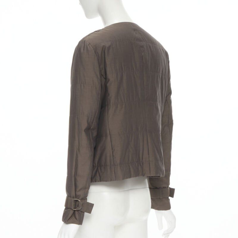 Brunello Cucinelli BRUNELLO CUCINELLI brown cotton silk blend belted cuffed padded jacket IT42 M Size M / US 6-8 / IT 42-44 - 7 Thumbnail