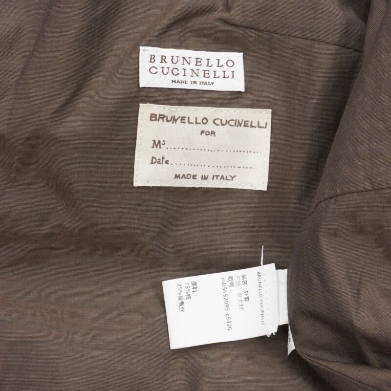 Brunello Cucinelli BRUNELLO CUCINELLI brown cotton silk blend belted cuffed padded jacket IT42 M Size M / US 6-8 / IT 42-44 - 12 Thumbnail