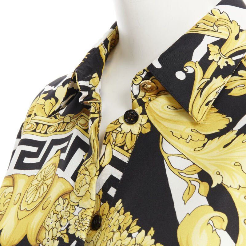 Versace new VERSACE Runway Savage Barocco black gold Greca baroque silk shirt IT44 L Size M / US 6-8 / IT 42-44 - 6 Thumbnail
