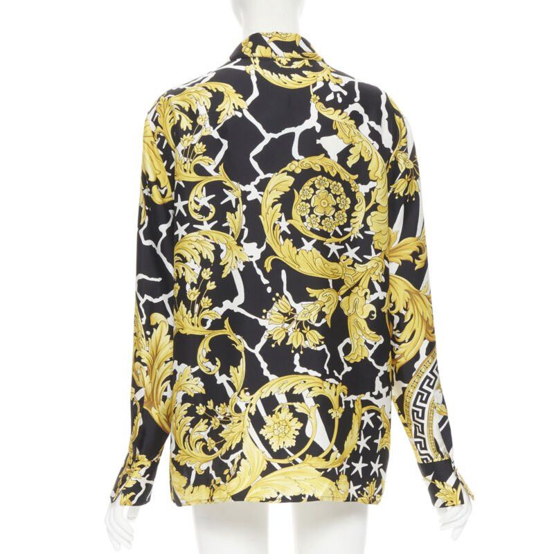 Versace new VERSACE Runway Savage Barocco black gold Greca baroque silk shirt IT44 L Size M / US 6-8 / IT 42-44 - 4 Thumbnail
