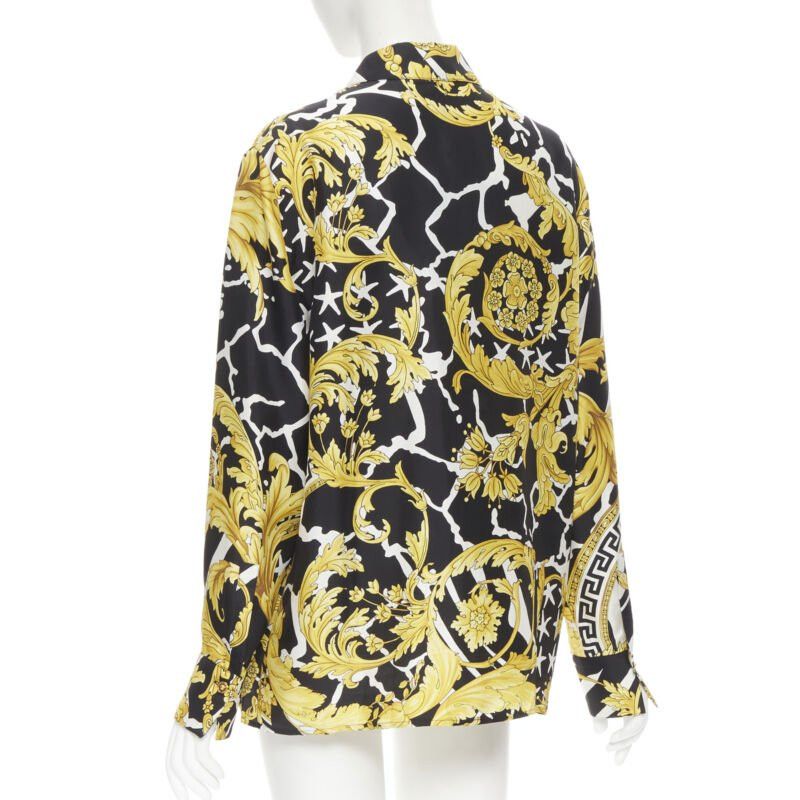 Versace new VERSACE Runway Savage Barocco black gold Greca baroque silk shirt IT44 L Size M / US 6-8 / IT 42-44 - 5 Thumbnail