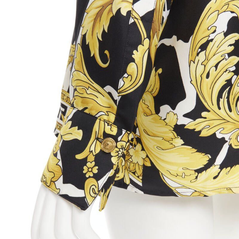 Versace new VERSACE Runway Savage Barocco black gold Greca baroque silk shirt IT44 L Size M / US 6-8 / IT 42-44 - 9 Thumbnail