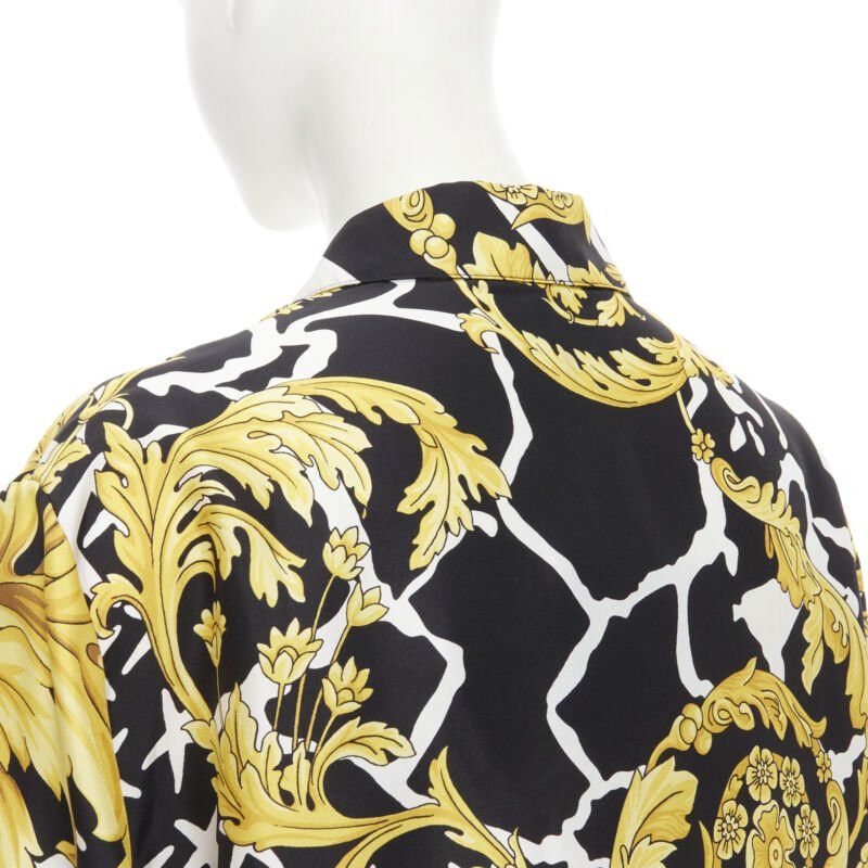 Versace new VERSACE Runway Savage Barocco black gold Greca baroque silk shirt IT44 L Size M / US 6-8 / IT 42-44 - 8 Thumbnail