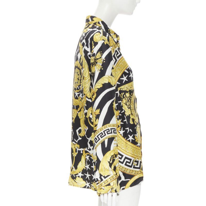 Versace new VERSACE Runway Savage Barocco black gold Greca baroque silk shirt IT44 L Size M / US 6-8 / IT 42-44 - 3 Thumbnail